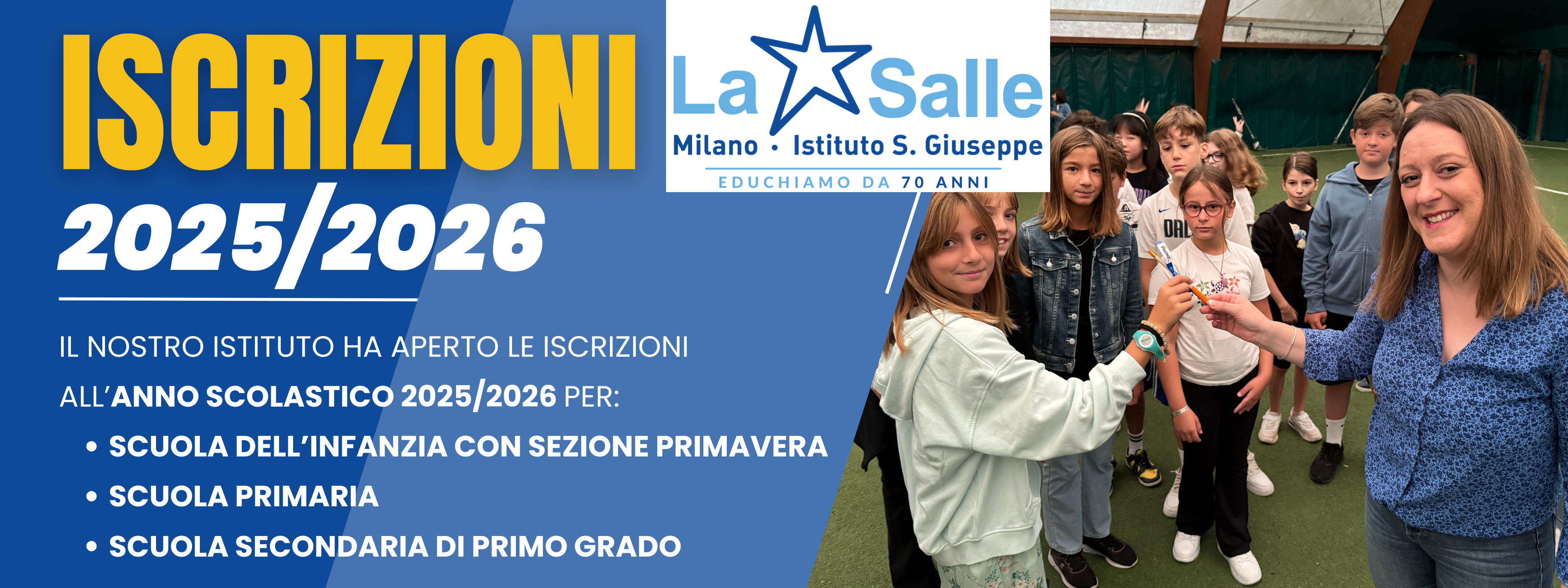 OK Istituto San Giuseppe La Salle Milano BANNER CAMPAGNA ISCRIZIONI 2025 2026